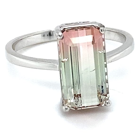 Watermelon Tourmaline 4.25ct Solid 18K Gold Ring - Picture 1 of 6